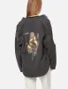 Kamon Glitter Print Oversize Denim Shirt Jacket sold by Evisu