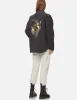Kamon Glitter Print Oversize Denim Shirt Jacket sold by Evisu