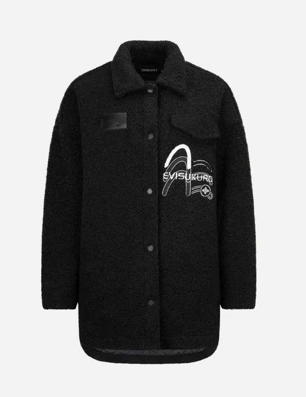 Triple Seagull Embroidered Light-padded Sherpa Fleece Shirt Jacket sold by Evisu
