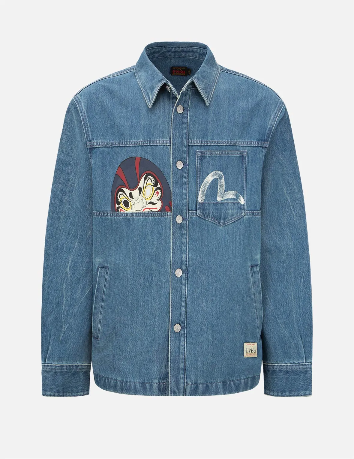 Vintage Daruma Print Denim Shirt Jacket sold by Evisu