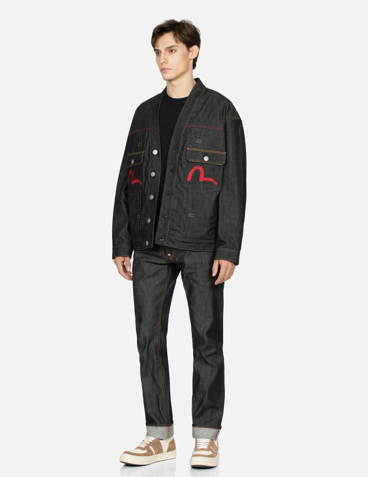 Two Gods Wealth Gathering Embroidery Loose Fit Kimono Denim Jacket sold by Evisu product image thumbnail 4