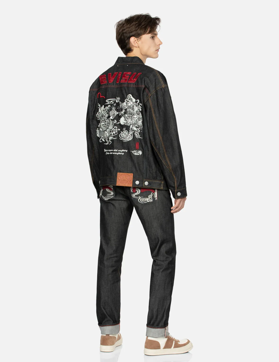 Two Gods Wealth Gathering Embroidery Loose Fit Kimono Denim Jacket sold by Evisu product image thumbnail 3