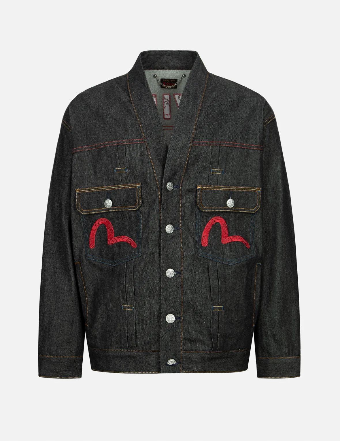 Two Gods Wealth Gathering Embroidery Loose Fit Kimono Denim Jacket sold by Evisu product image thumbnail 2