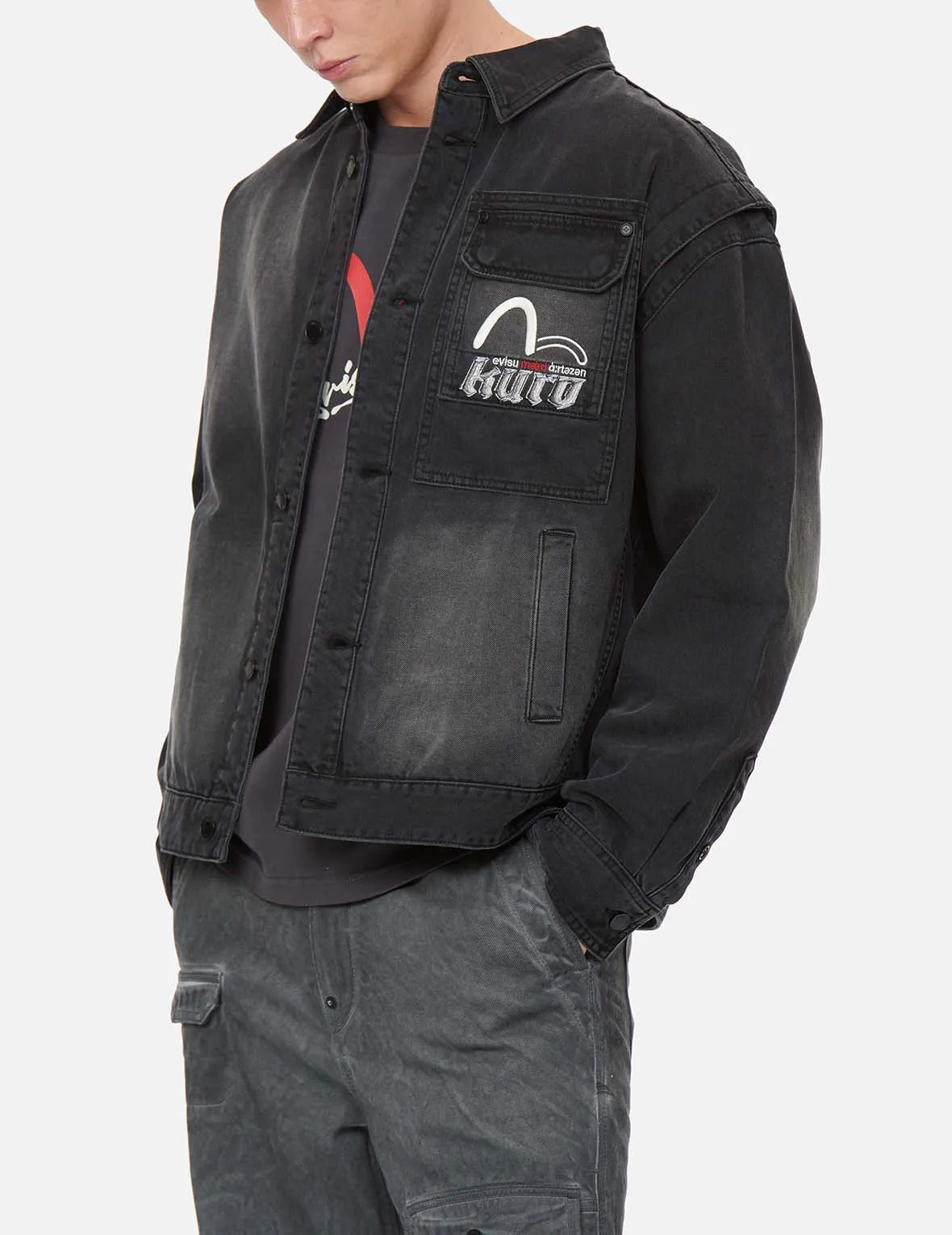 The Great Wave and Kamon Embroidery Denim Shirt Jacket sold by Evisu product image thumbnail 4