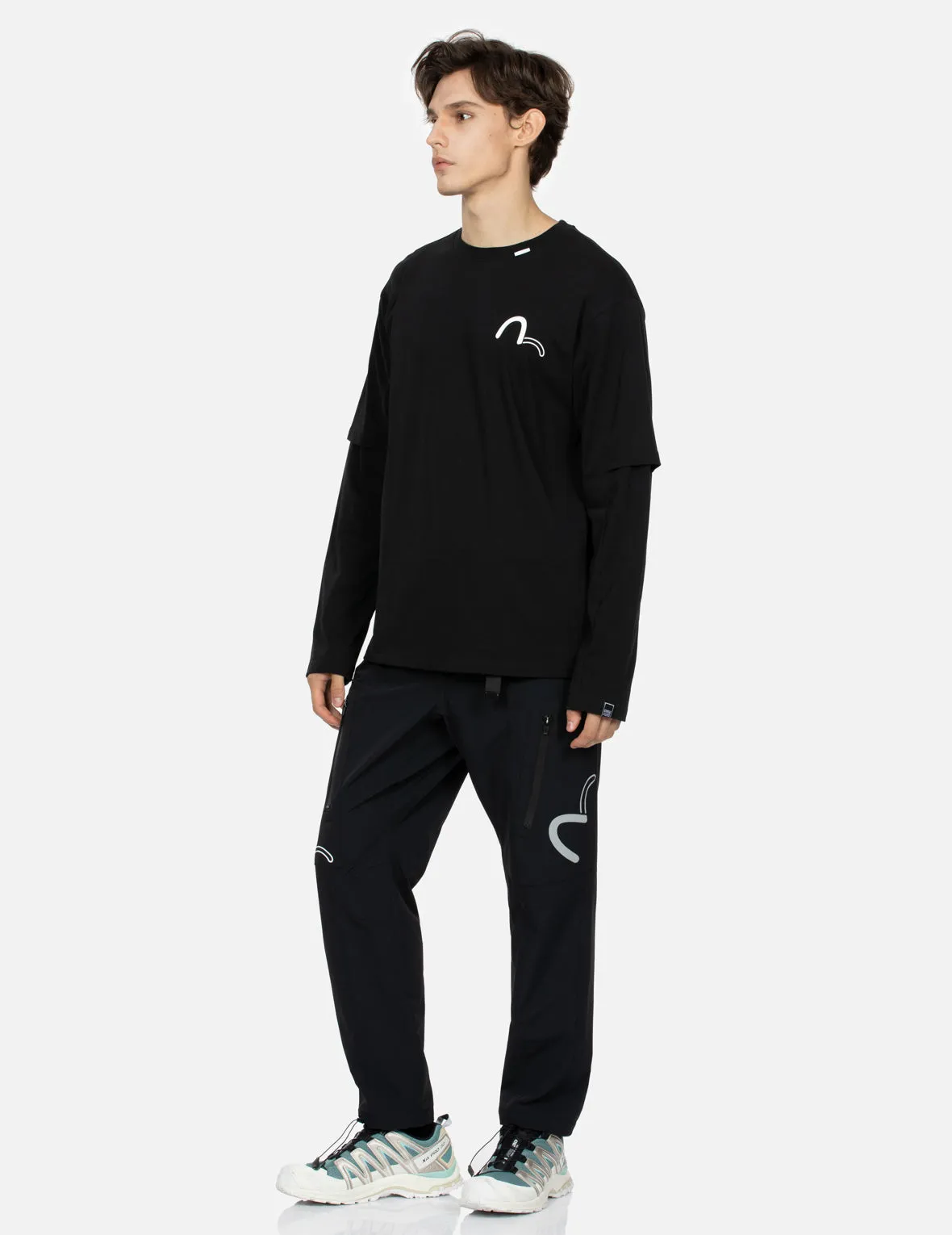 Seagull Print Panelled Regular Fit Jogger Pants sold by Evisu product image thumbnail 3