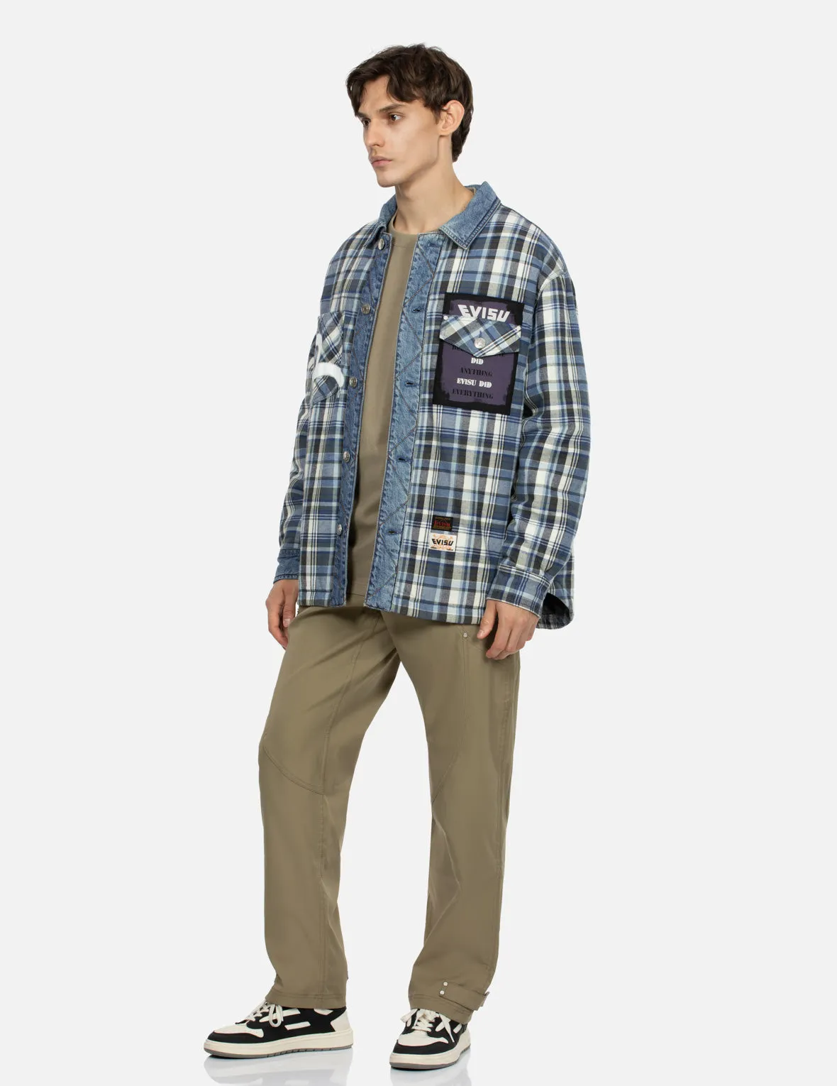 Seagull and Poster Print Loose Fit Padded Shirt Jacket sold by Evisu product image thumbnail 3