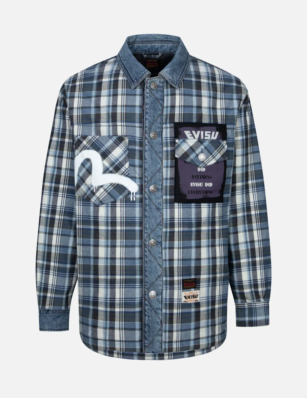 Seagull and Poster Print Loose Fit Padded Shirt Jacket sold by Evisu