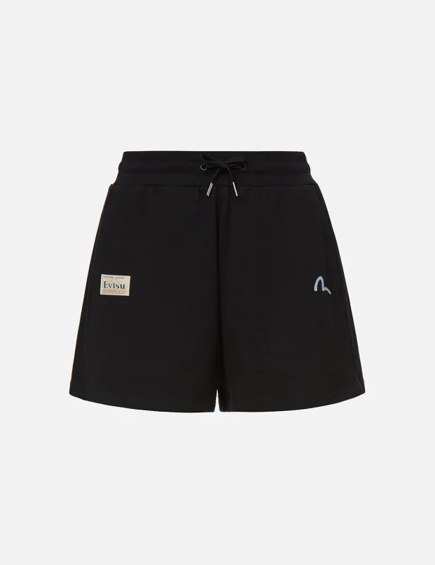 Seagull and Logo Print Sweat Shorts made by Evisu