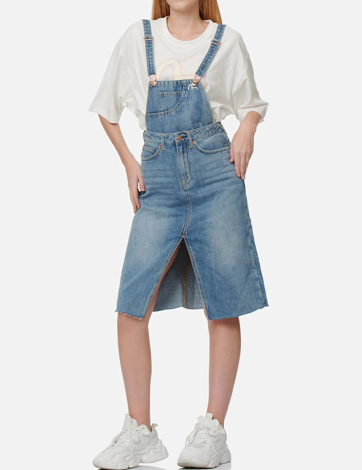 Seagull and Logo Print Denim Dungaree Dress sold by Evisu product image thumbnail 5