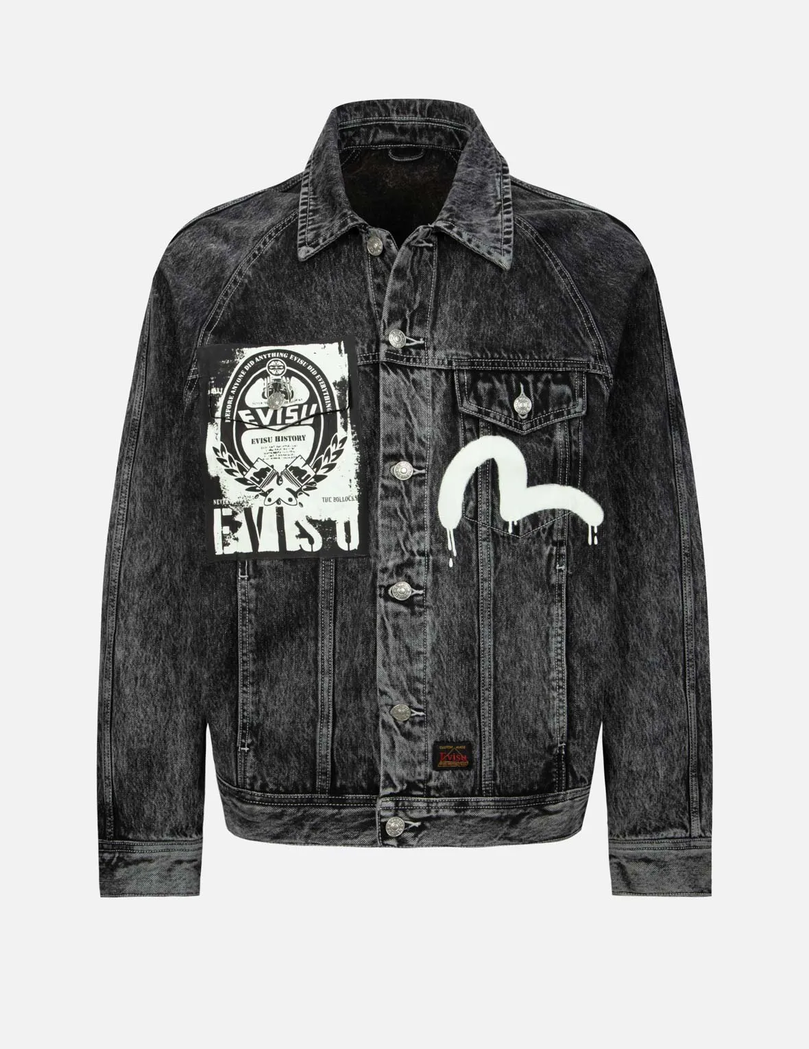 Poster Graphic and Seagull Print Loose Fit Denim Jacket sold by Evisu