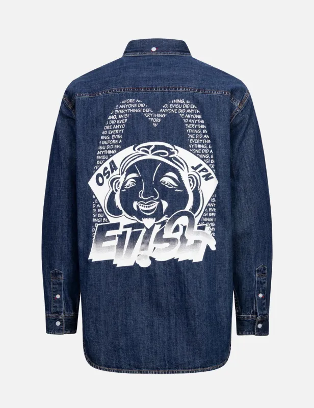 Pop Art Godhead Print Relax Fit Denim shirt sold by Evisu