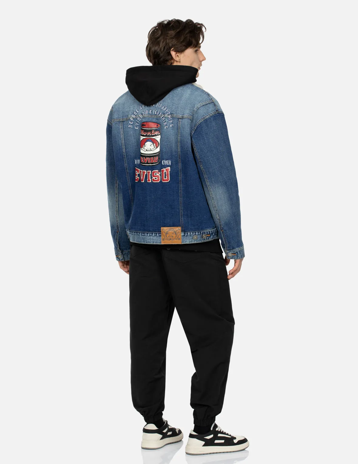 Peeping Godhead and Oil Drum Print Loose Fit Sherpa Denim Jacket sold by Evisu product image thumbnail 3