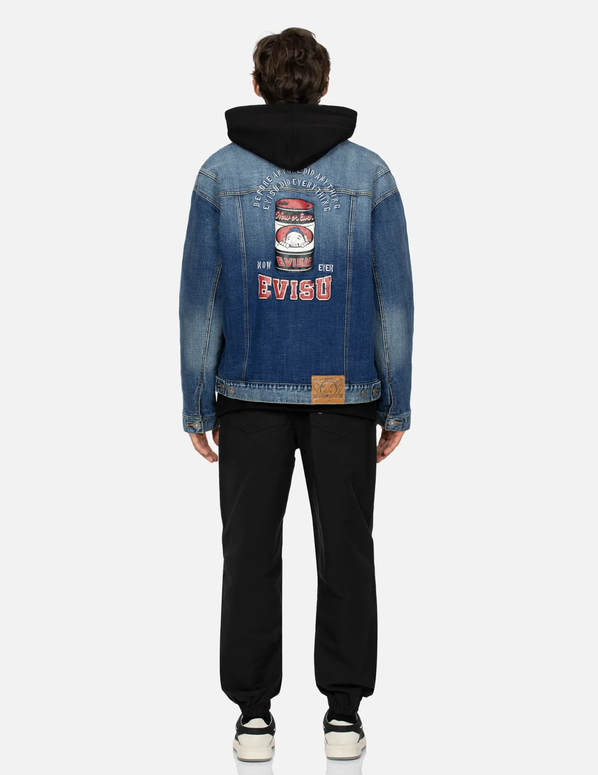 Peeping Godhead and Oil Drum Print Loose Fit Sherpa Denim Jacket sold by Evisu product image thumbnail 5