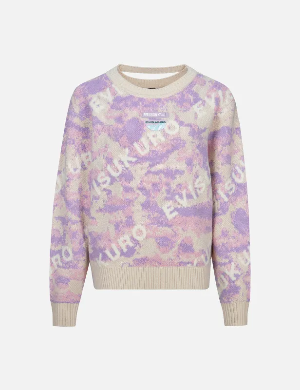 Monogram Jacquard Camouflage Oversized Sweater sold by Evisu