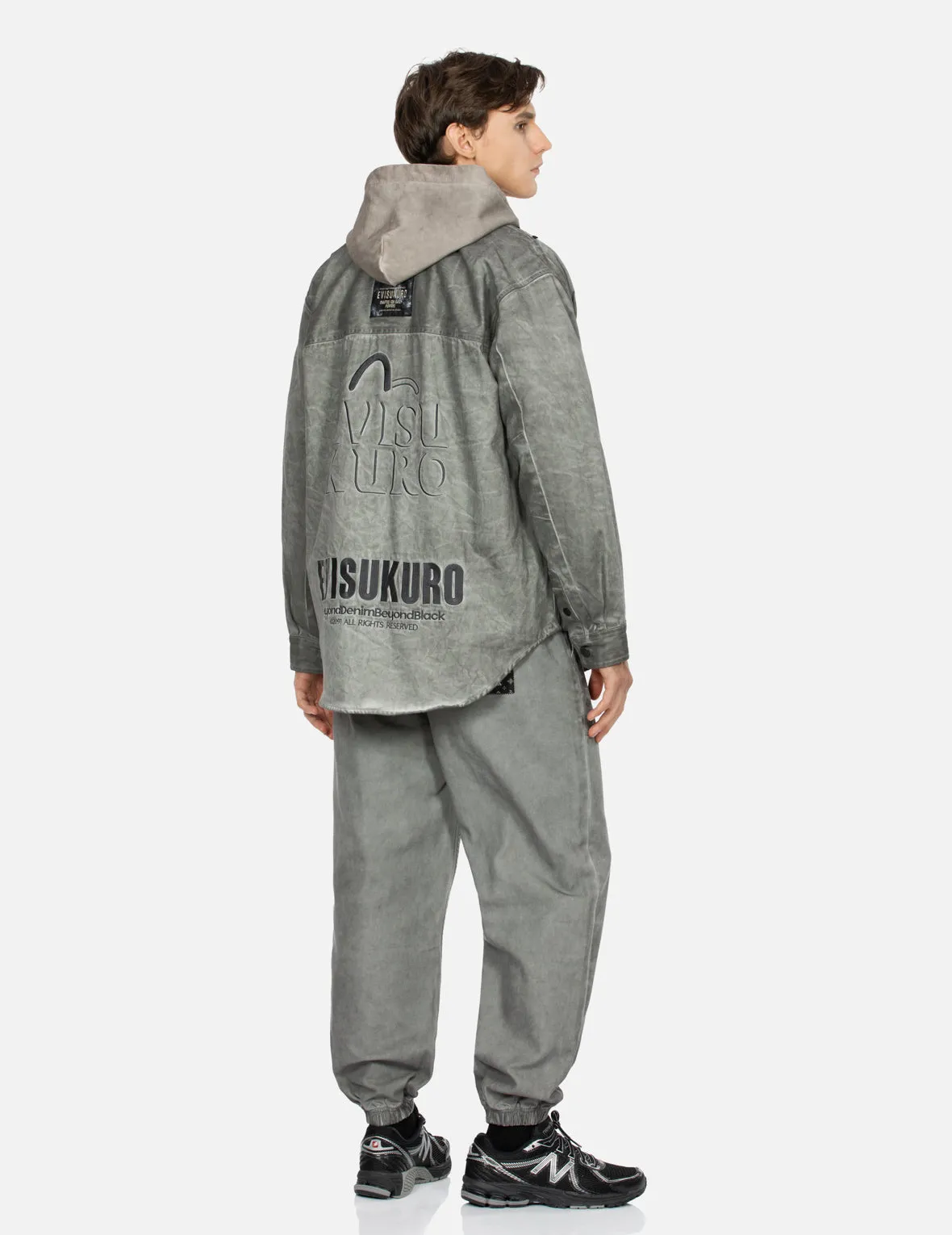 Monogram Embroidered Pockets Relaxed Fit Shirt Jacket sold by Evisu product image thumbnail 3