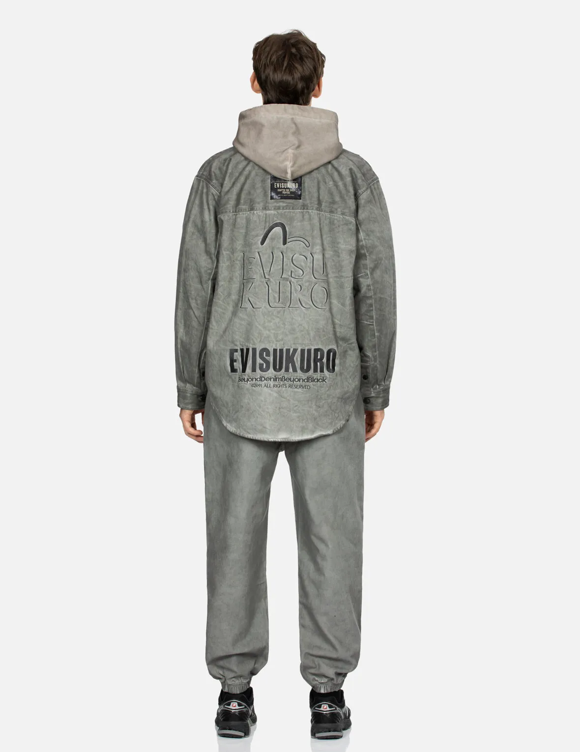 Monogram Embroidered Pockets Relaxed Fit Shirt Jacket sold by Evisu product image thumbnail 5