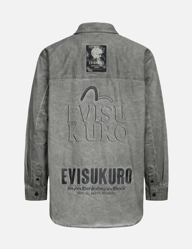 Monogram Embroidered Pockets Relaxed Fit Shirt Jacket sold by Evisu