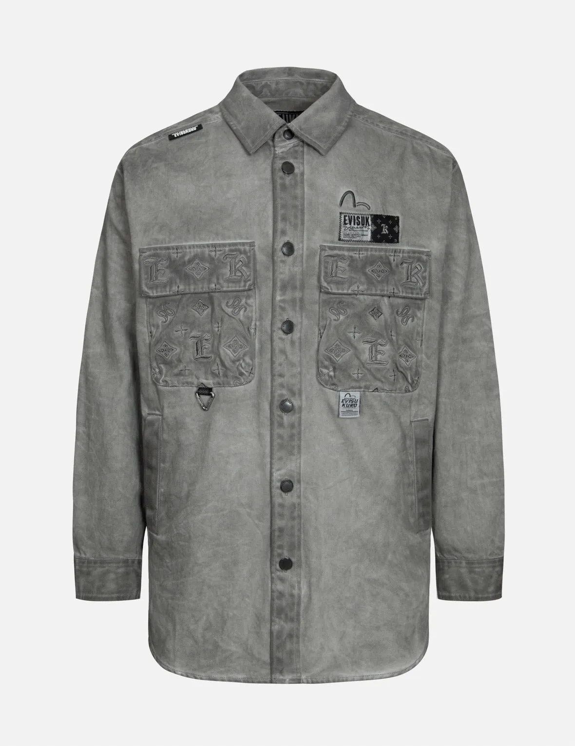 Monogram Embroidered Pockets Relaxed Fit Shirt Jacket sold by Evisu product image thumbnail 2