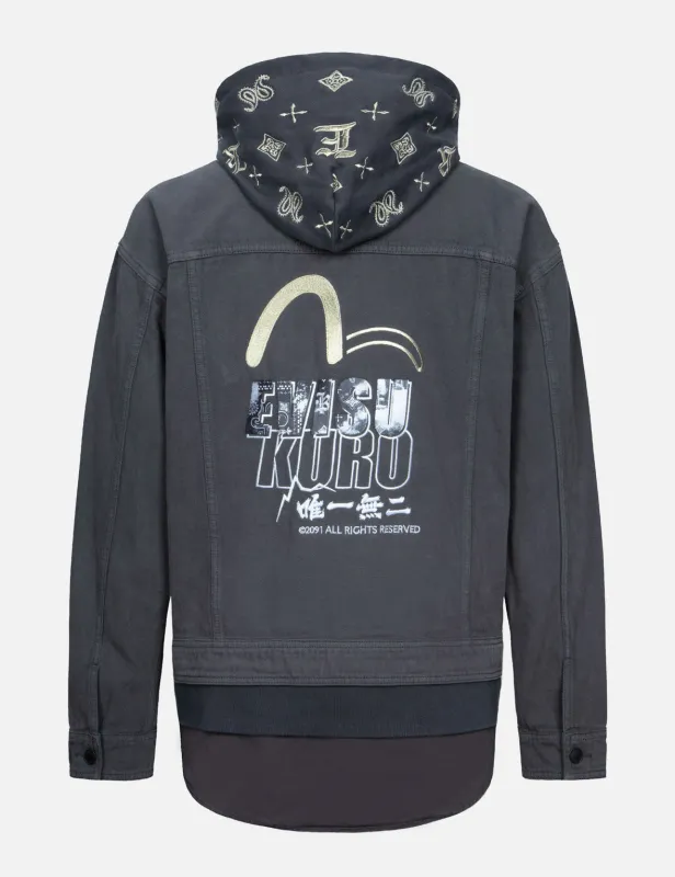 Monogram Embroidered Hood Mock 3-in-1 Loose Fit Jacket sold by Evisu