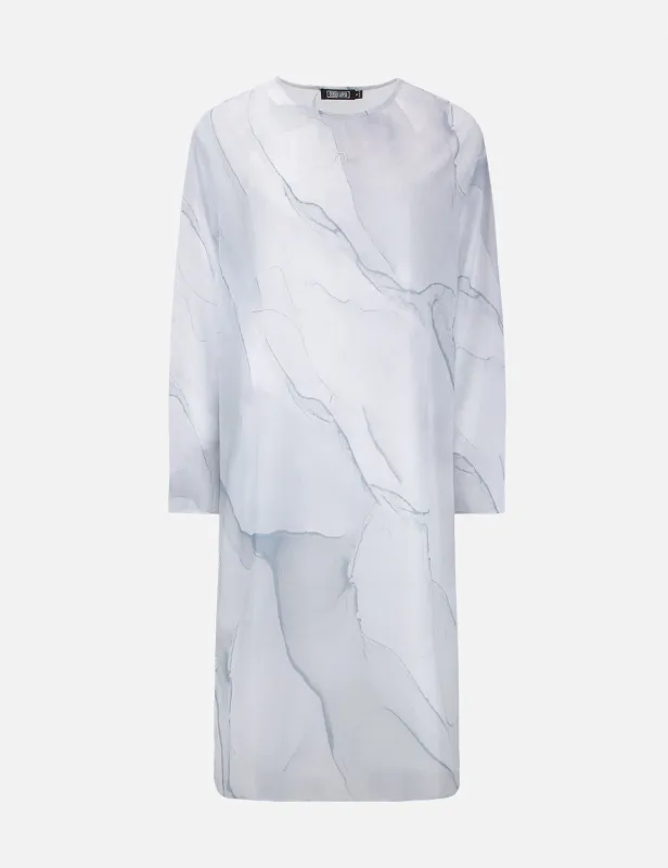 Marble-pattern Print Mesh Dress (with Inner Dress) sold by Evisu