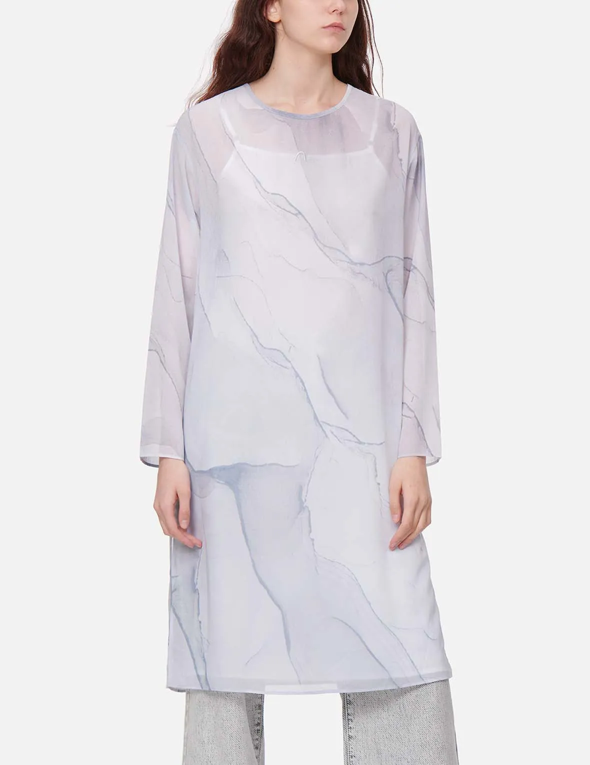 Marble-pattern Print Mesh Dress (with Inner Dress) sold by Evisu product image thumbnail 3