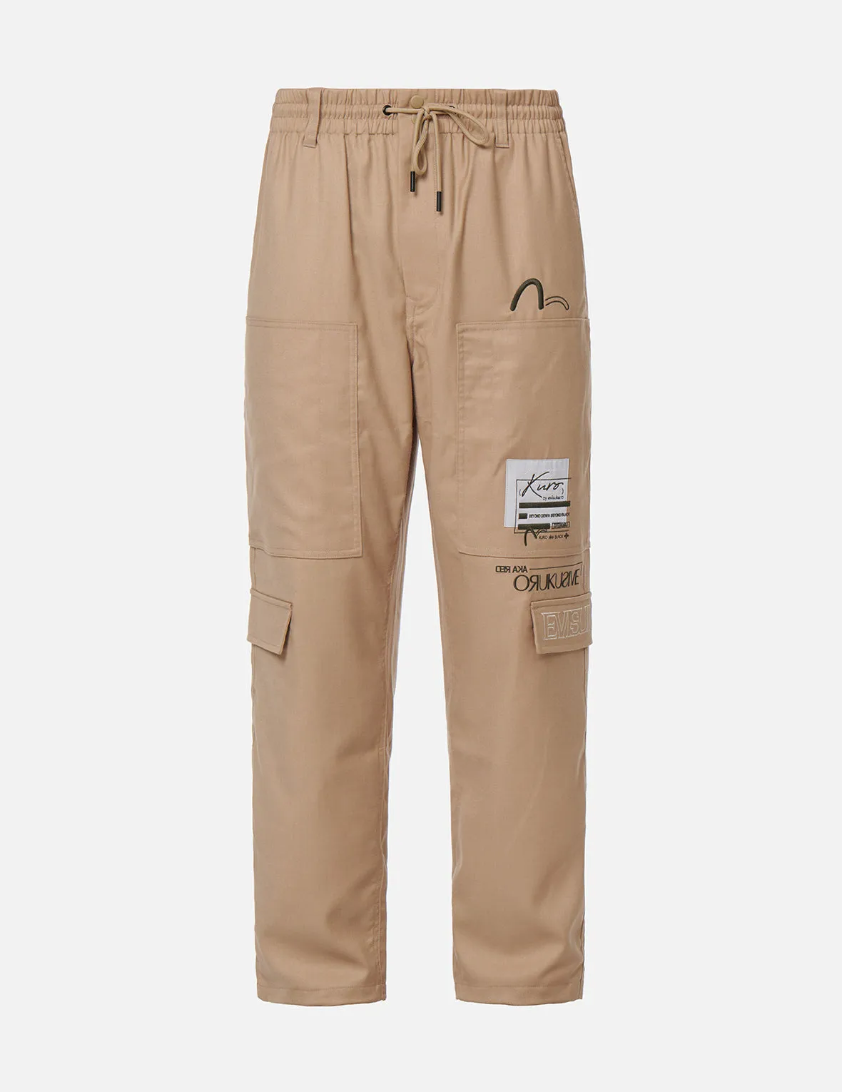 Logo Patch Wide Leg Cargo Pants sold by Evisu