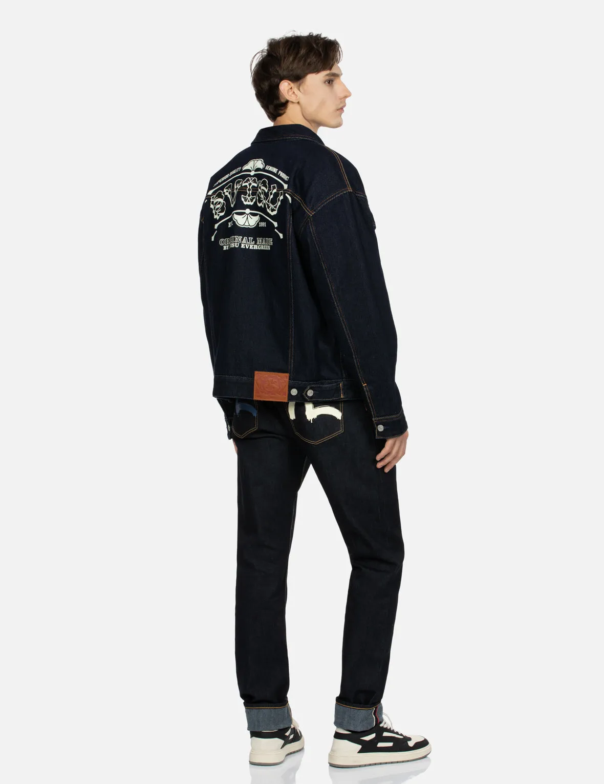 Logo and Seagull Print Loose Fit Denim Jacket sold by Evisu product image thumbnail 3