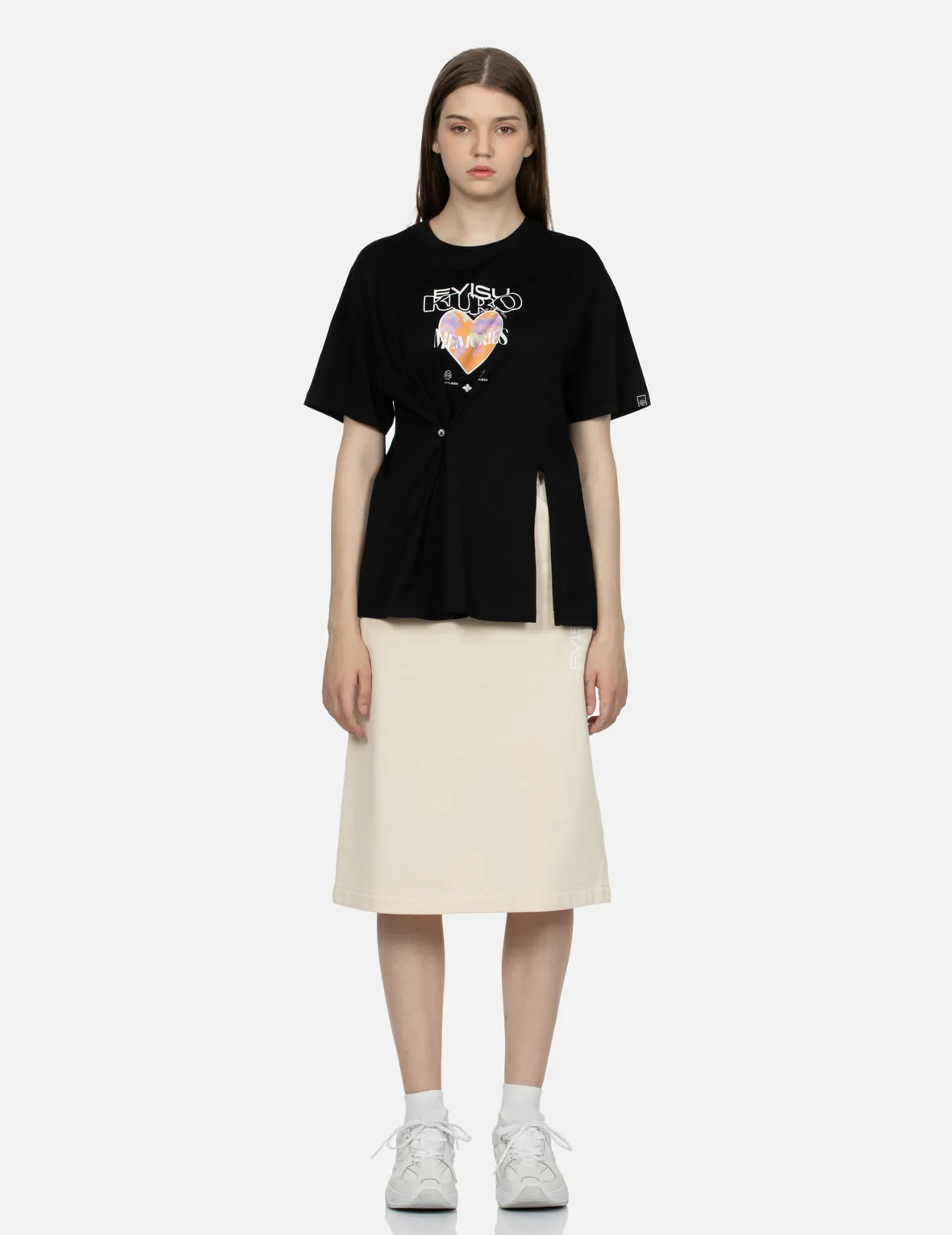 Logo and Heart Print Cut-out Relaxed Fit T-shirt sold by Evisu product image thumbnail 5