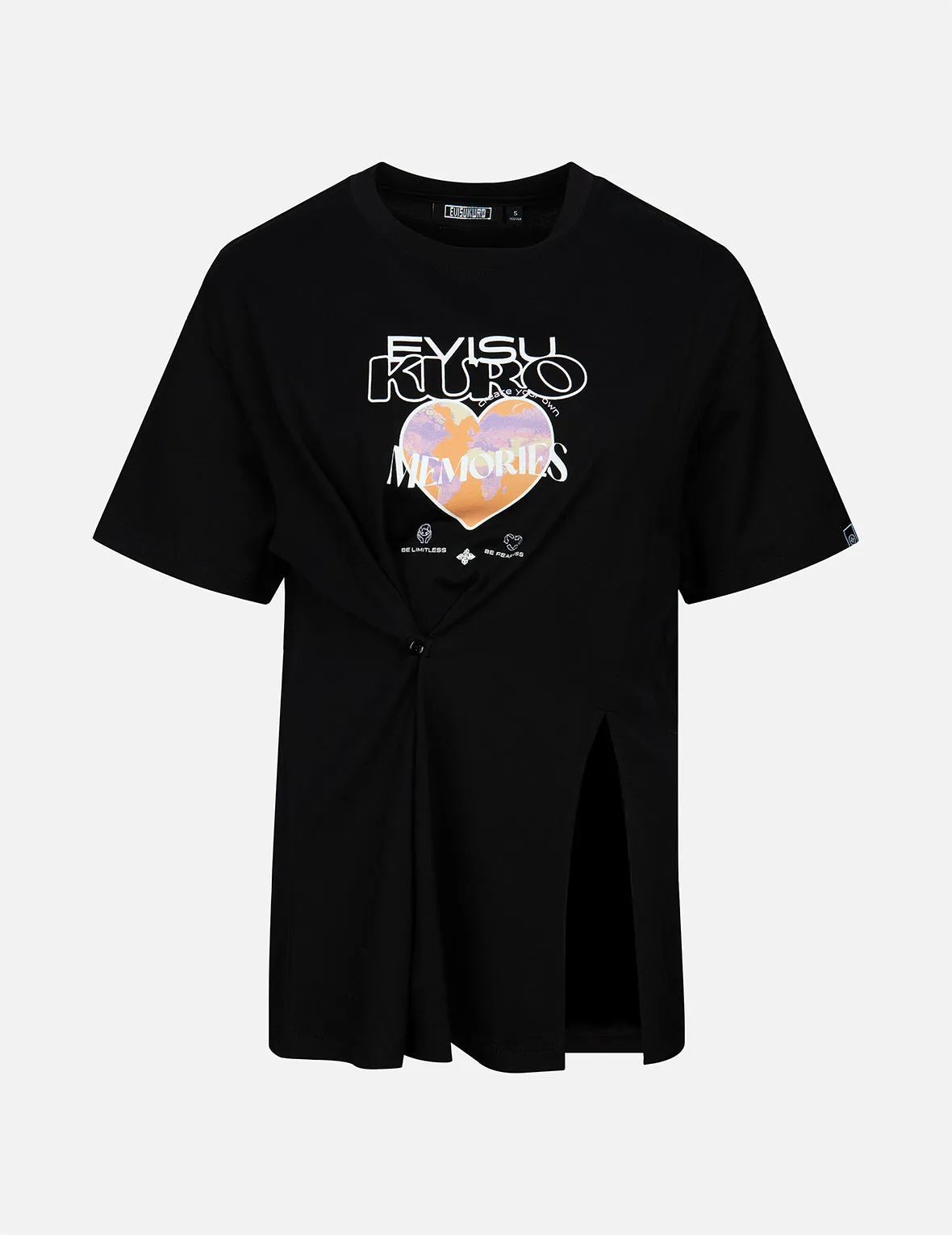 Logo and Heart Print Cut-out Relaxed Fit T-shirt sold by Evisu