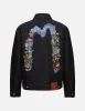 Kumadori Daruma Daicock Print and Embroidery Loose Fit Denim Jacket sold by Evisu