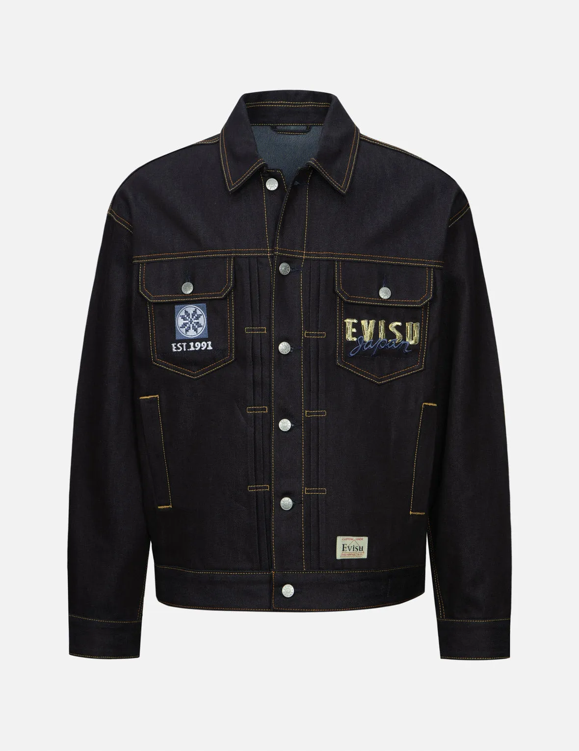 Kumadori Daruma Daicock Print and Embroidery Loose Fit Denim Jacket sold by Evisu product image thumbnail 2