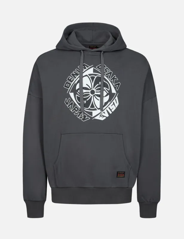 Kamon Print Loose Fit Hoodie sold by Evisu