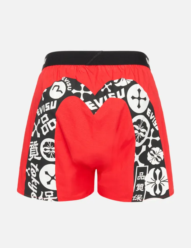 Kamon-pattern Daicock Print Boxer Shorts sold by Evisu