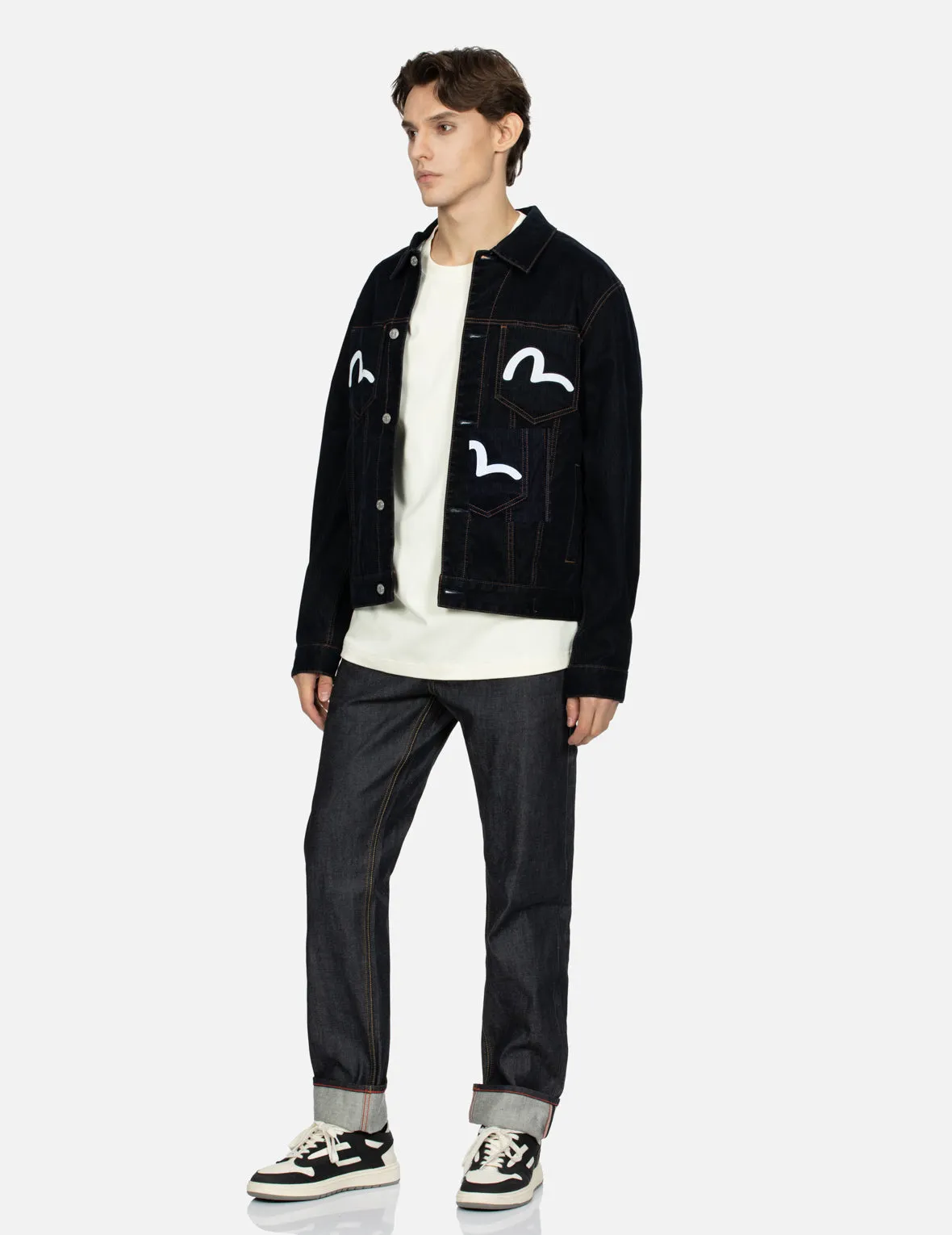 Kamon and Seagull Embroidery Regular Fit Denim Jacket sold by Evisu product image thumbnail 4