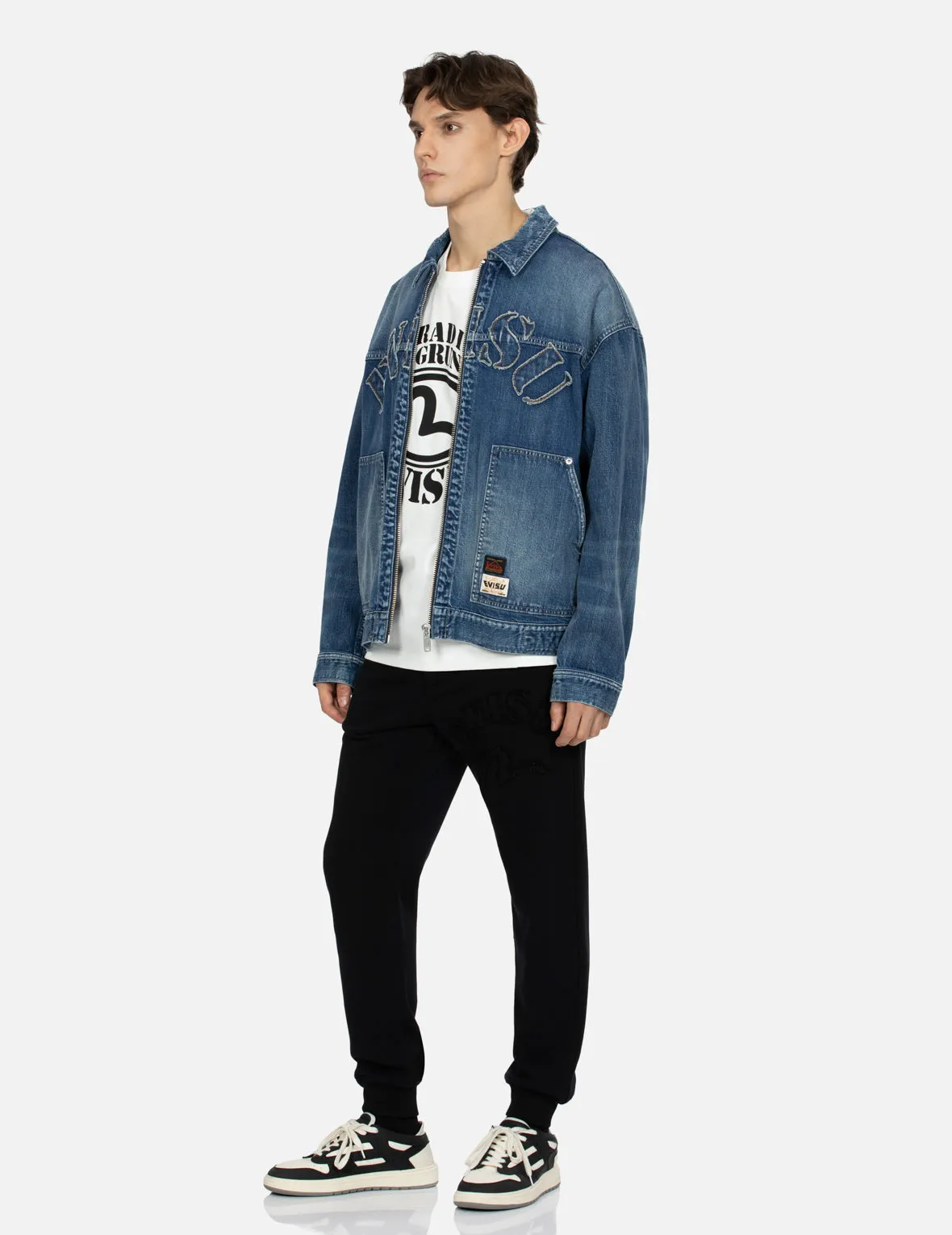 Grunge Style Logo and Seagull Appliqué Loose Fit Denim Jacket sold by Evisu product image thumbnail 4