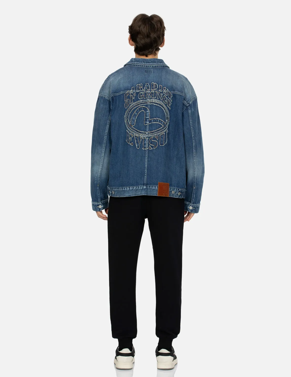 Grunge Style Logo and Seagull Appliqué Loose Fit Denim Jacket sold by Evisu product image thumbnail 5