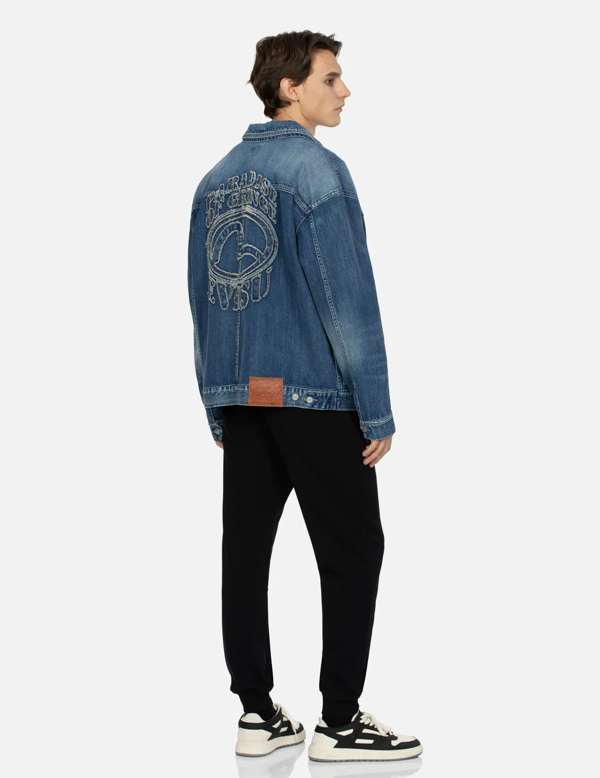 Grunge Style Logo and Seagull Appliqué Loose Fit Denim Jacket sold by Evisu product image thumbnail 3