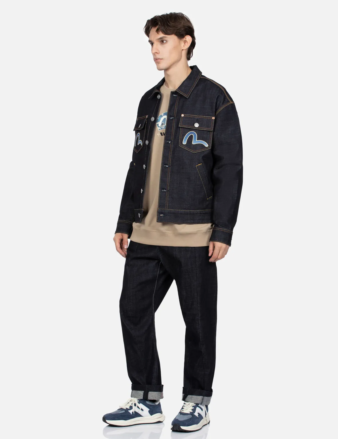 Cloud and Kamon-pattern Daicock Print Loose Fit Denim Jacket sold by Evisu product image thumbnail 4