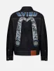 Cloud and Kamon-pattern Daicock Print Loose Fit Denim Jacket sold by Evisu