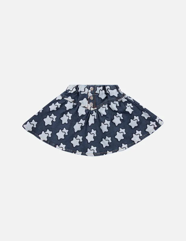 Allover Star Print Regular Fit Denim Skirt sold by Evisu