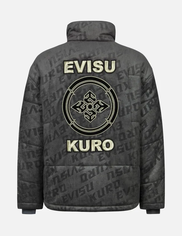 Allover Monogram Embossing Relax Fit Corduroy Padded Jacket sold by Evisu