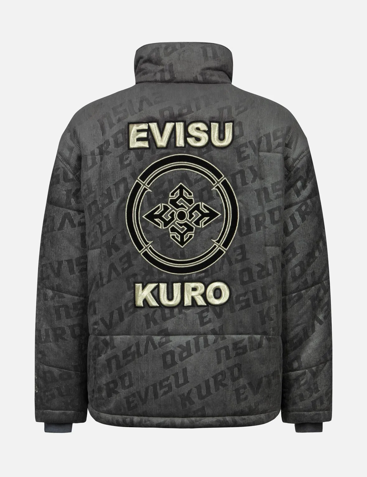 Allover Monogram Embossing Relax Fit Corduroy Padded Jacket sold by Evisu