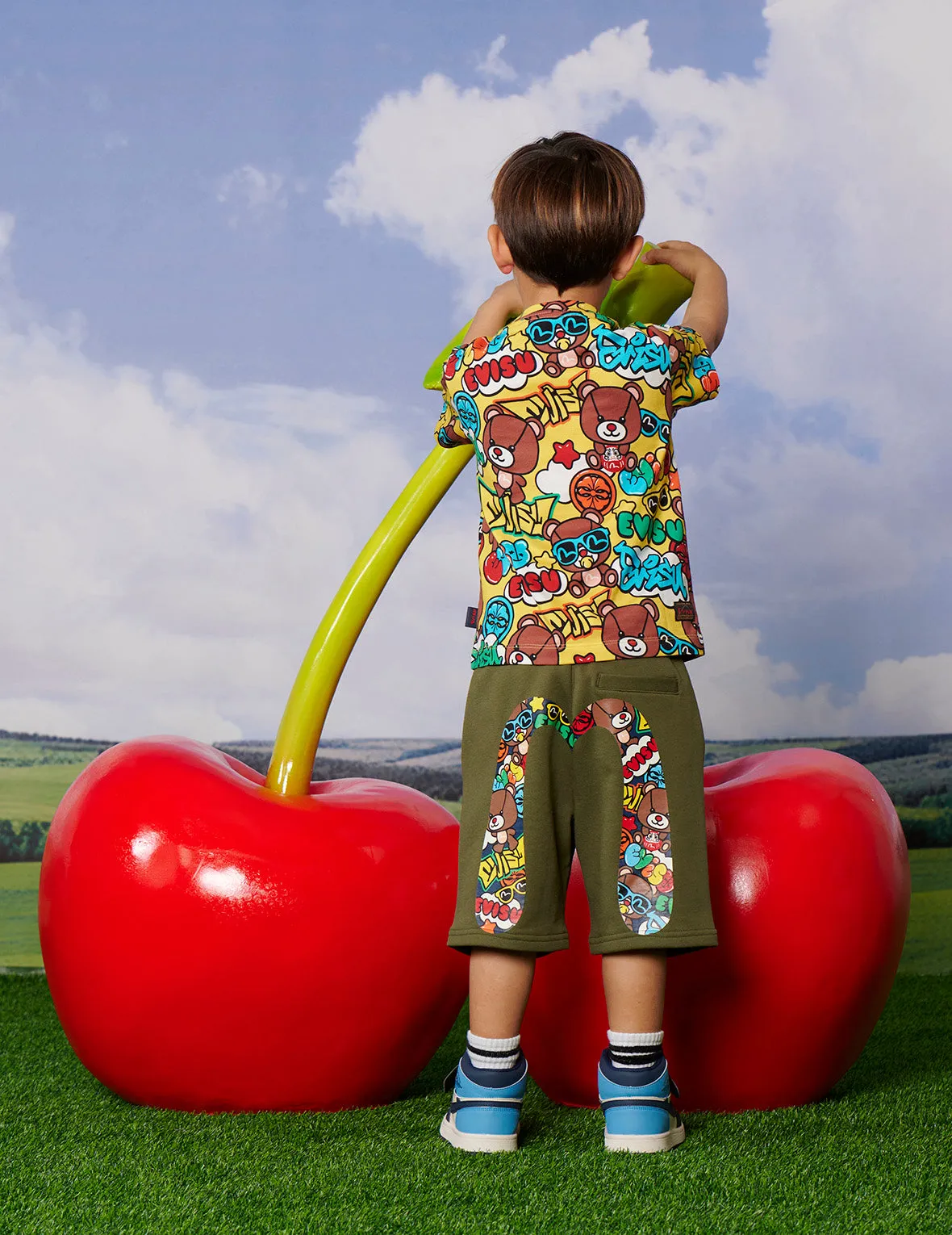 Logo and Allover Pattern Daicock Print Regular Fit Sweat Shorts sold by Evisu product image thumbnail 5