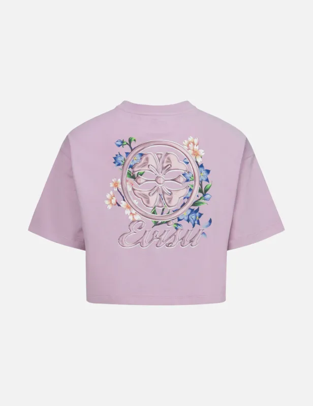 Kamon and Wisteria Print Cropped T-Shirt sold by Evisu