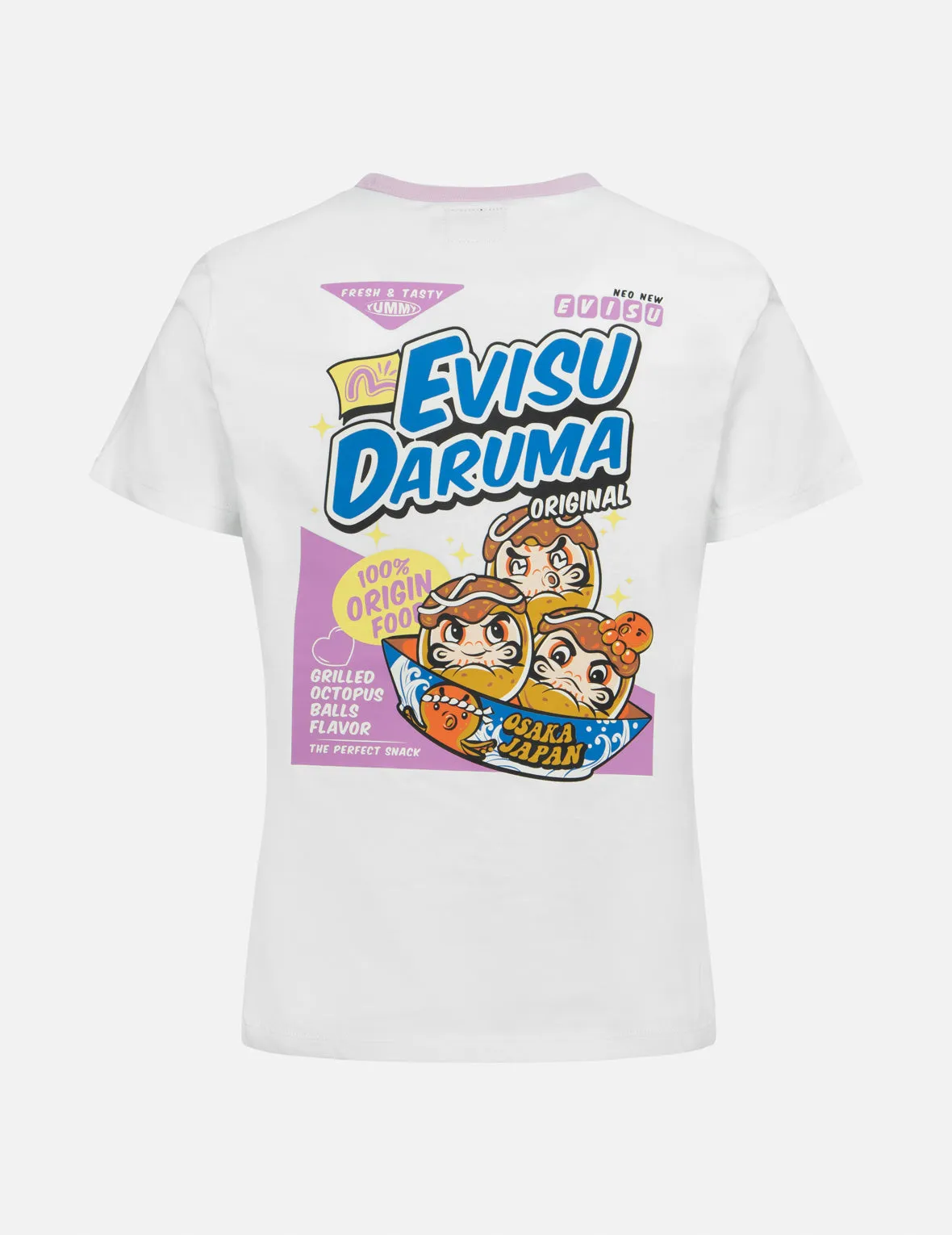 Logo and Takoyaki Daruma Print Regular Fit Ringer T-shirt sold by Evisu