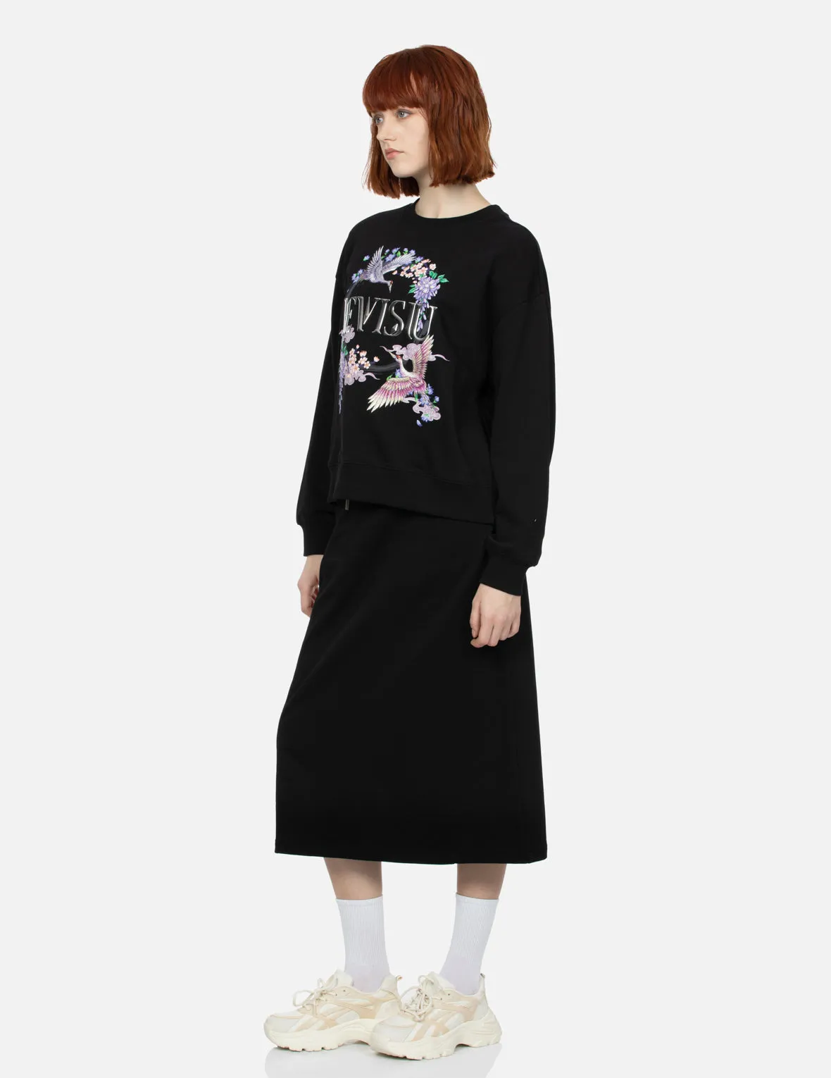 Cranes and Floral Embroidery with Logo Print Oversized Sweatshirt sold by Evisu product image thumbnail 3