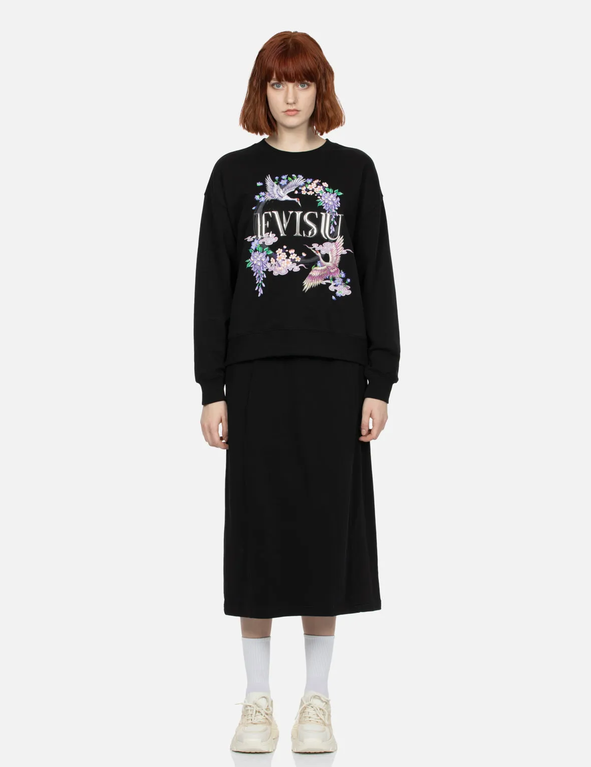 Cranes and Floral Embroidery with Logo Print Oversized Sweatshirt sold by Evisu product image thumbnail 5