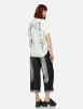 Foil Print Daicock with Rhinestone Wid Leg Jeans sold by Evisu
