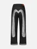 Foil Print Daicock with Rhinestone Wid Leg Jeans sold by Evisu