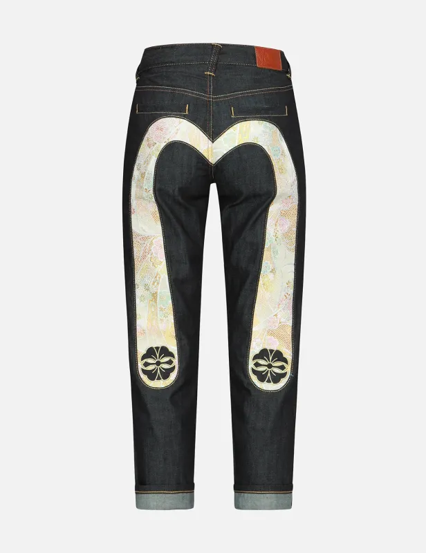 Brocade Inserted Daicock and Kamon Relax Fit Jeans sold by Evisu